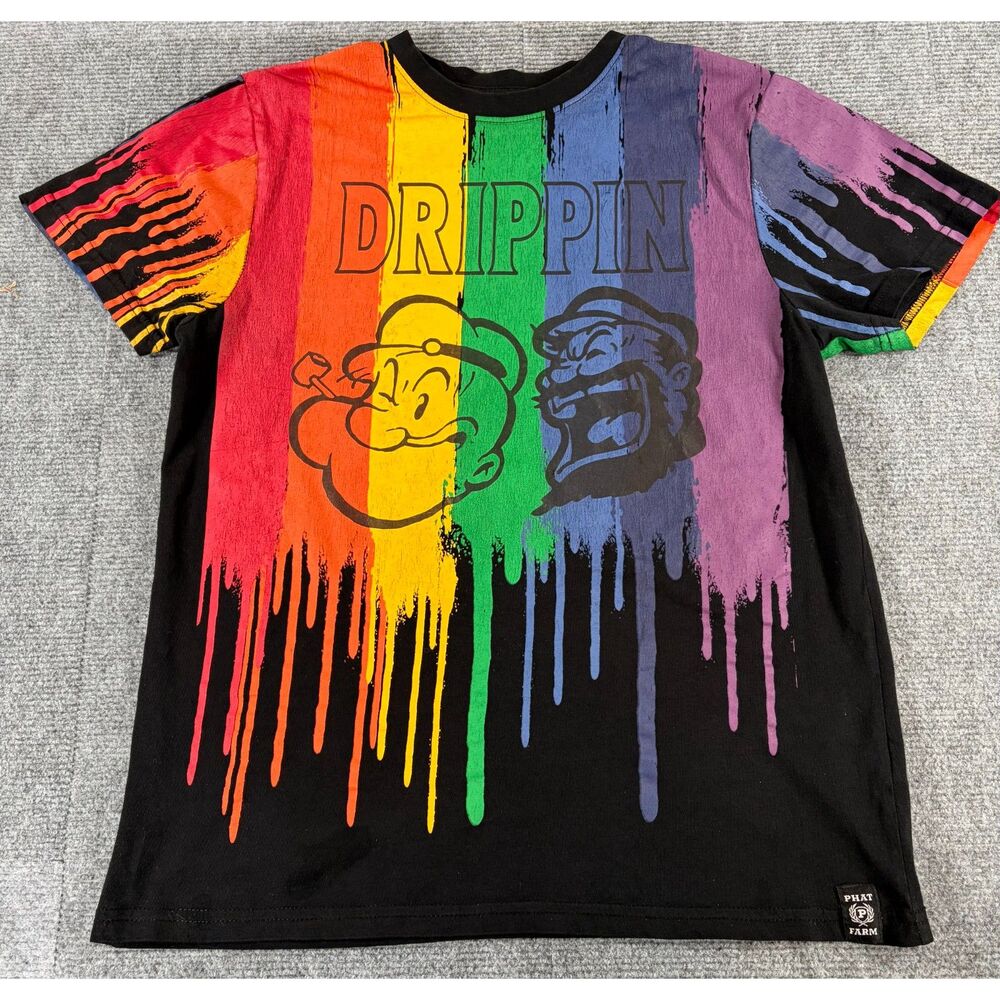 Phat Farm DRIPPIN Shirt Youth XL Hip Hop Urban Graphic Popeye Paint Splatters